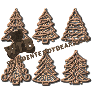 Filigree Layered Christmas Tree Ornaments | Fretwork Scroll Saw Pattern | Wooden Teddy Bear