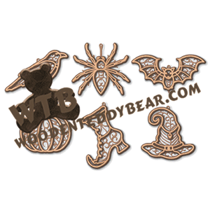 Filigree Layered Halloween Ornaments | Fretwork Scroll Saw Pattern | Wooden Teddy Bear