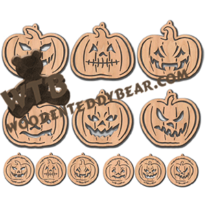 Creepy Jack-O-Lantern Ornaments | Fretwork Scroll Saw Pattern | Wooden Teddy Bear