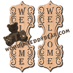 Vertical Fretwork Welcome Sign | Fretwork Scroll Saw Pattern | Wooden Teddy Bear