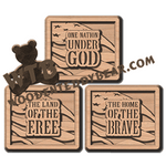 Patriotic Flag Layered Plaque Set | Fretwork Scroll Saw Pattern | Wooden Teddy Bear