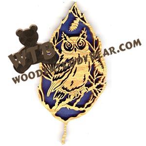 Forest Leaf Owl fretwork scroll saw pattern | The Wooden Teddy Bear