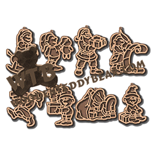 Fretwork Elves & Santa Ornaments | Fretwork Scroll Saw Pattern | Wooden Teddy Bear