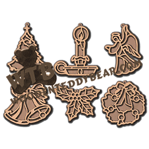 Fretwork Traditional Christmas Ornaments Set #2 | Fretwork Scroll Saw Pattern | Wooden Teddy Bear