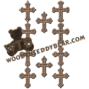 Fretwork Christmas Spirit Cross Ornaments | Fretwork Scroll Saw Pattern | Wooden Teddy Bear