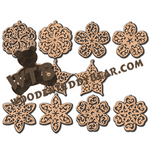 Flourish Pattern Flower Ornaments & Trivets | Fretwork Scroll Saw Pattern | Wooden Teddy Bear