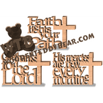 Christian Standing Word Art Set #2 | Fretwork Scroll Saw Pattern | Wooden Teddy Bear