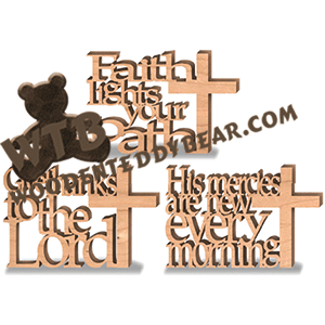 Christian Standing Word Art Set #2 | Fretwork Scroll Saw Pattern | Wooden Teddy Bear