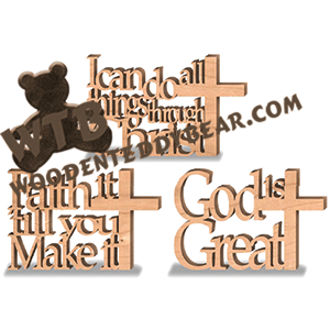 Christian Standing Word Art Set #3 | Fretwork Scroll Saw Pattern | Wooden Teddy Bear