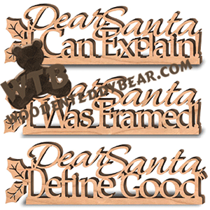 Dear Santa Standing Word Art Set | Fretwork Scroll Saw Pattern | Wooden Teddy Bear