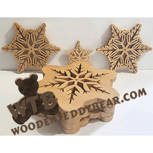 Snowflake Layered Box With Ornament & Trivet | Fretwork Scroll Saw Pattern | Wooden Teddy Bear