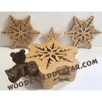 Snowflake Layered Box With Ornament & Trivet | Fretwork Scroll Saw Pattern | Wooden Teddy Bear