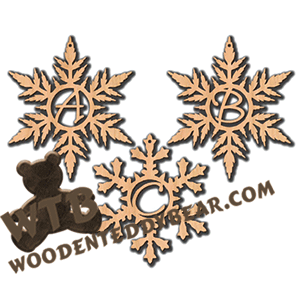 Monogram Snowflake Ornaments | Fretwork Scroll Saw Pattern | Wooden Teddy Bear