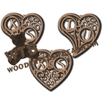 Double Monogram Heart Ornaments | Fretwork Scroll Saw Pattern | Wooden Teddy Bear