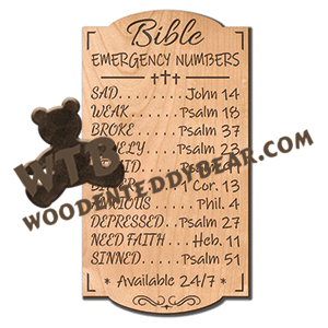 Bible Emergency Numbers | Fretwork Scroll Saw Pattern | Wooden Teddy Bear