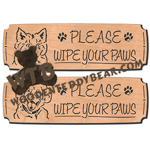 Please Wipe Your Paws Set | Fretwork Scroll Saw Pattern | Wooden Teddy Bear