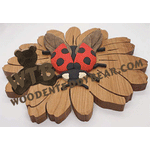 Segmentation Ladybug on a Daisy | Fretwork Scroll Saw Pattern | Wooden Teddy Bear