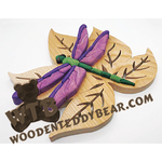 Segmentation Dragonfly on Leaves | Fretwork Scroll Saw Pattern | Wooden Teddy Bear