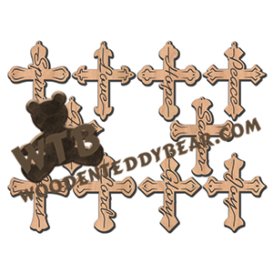 Script Cross Ornaments | Fretwork Scroll Saw Pattern | Wooden Teddy Bear