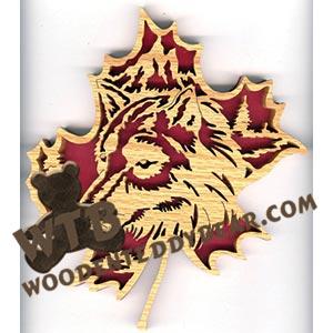 Forest Leaf Wolf fretwork scroll saw pattern | The Wooden Teddy Bear