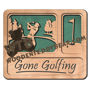 Self-Framing Gone Golfing - Female | Fretwork Scroll Saw Pattern | Wooden Teddy Bear