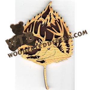 Forest Leaf Deer #1 Whitetail fretwork scroll saw pattern | The Wooden Teddy Bear