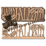 Happy Fall Yall Word Art | Fretwork Scroll Saw Pattern | Wooden Teddy Bear