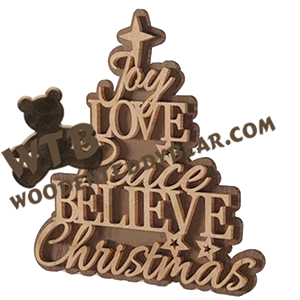 Joy & Love Word Art Christmas Tree | Fretwork Scroll Saw Pattern ...