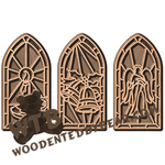 Stained Glass Inspired Ornaments or Plaques | Fretwork Scroll Saw Pattern | Wooden Teddy Bear