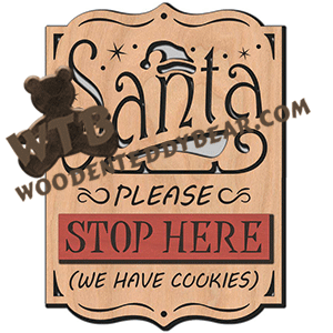 Santa Please Stop Here | Fretwork Scroll Saw Pattern | Wooden Teddy Bear