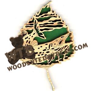 Forest Leaf Northern Pike fretwork scroll saw pattern | The Wooden Teddy Bear