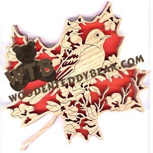 Forest Leaf Robin fretwork scroll saw pattern | The Wooden Teddy Bear