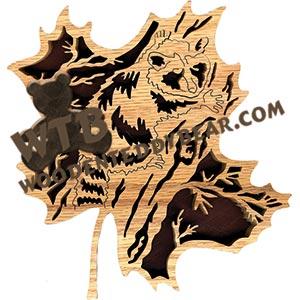 Forest Leaf Raccoon fretwork scroll saw pattern | The Wooden Teddy Bear