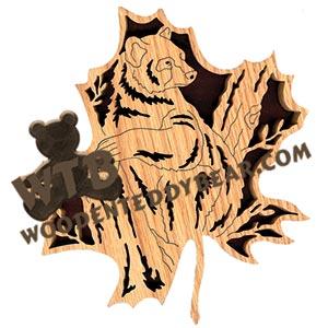 Forest Leaf Black Bear fretwork scroll saw pattern | The Wooden Teddy Bear