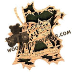 Forest Leaf Lynx fretwork scroll saw pattern | The Wooden Teddy Bear