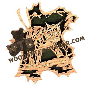 Forest Leaf Lynx fretwork scroll saw pattern | The Wooden Teddy Bear