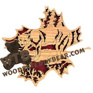 Forest Leaf Mountain Lion fretwork scroll saw pattern | The Wooden Teddy Bear