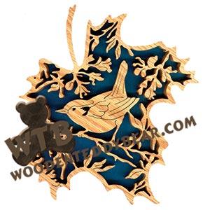 Forest Leaf Wren fretwork scroll saw pattern | The Wooden Teddy Bear