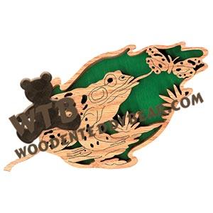 Forest Leaf Bullfrog fretwork scroll saw pattern | The Wooden Teddy Bear