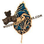 Forest Leaf Great Blue Heron fretwork scroll saw pattern | The Wooden Teddy Bear