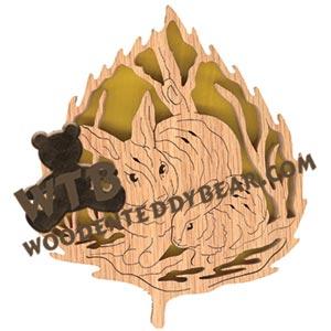 Forest Leaf Rabbits fretwork scroll saw pattern | The Wooden Teddy Bear