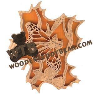 Forest Leaf Butterfly fretwork scroll saw pattern | The Wooden Teddy Bear