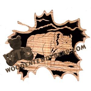 Forest Leaf Bison fretwork scroll saw pattern | The Wooden Teddy Bear