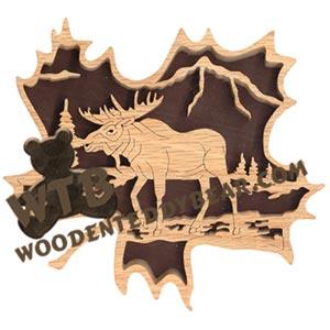 Forest Leaf Moose #2 fretwork scroll saw pattern | The Wooden Teddy Bear