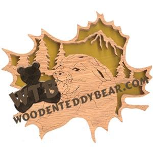 Forest Leaf Mountain Lion #2 fretwork scroll saw pattern | The Wooden Teddy Bear