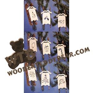 Sled Ornaments fretwork scroll saw pattern | The Wooden Teddy Bear