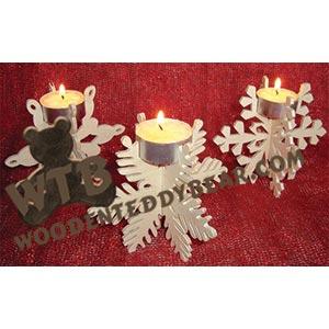 Snowflake Tea Light Candle Holders fretwork scroll saw pattern | The Wooden Teddy Bear