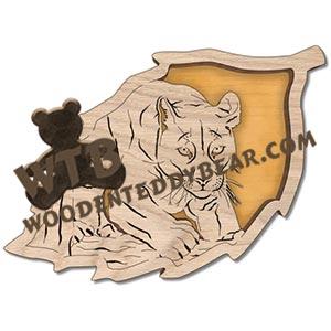 Forest Leaf North American Cougar fretwork scroll saw pattern | The Wooden Teddy Bear