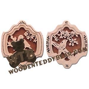 Summer Western Bluebird & Downey Woodpecker fretwork scroll saw pattern | The Wooden Teddy Bear