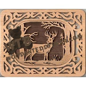 Self Framing Deer fretwork scroll saw pattern | The Wooden Teddy Bear